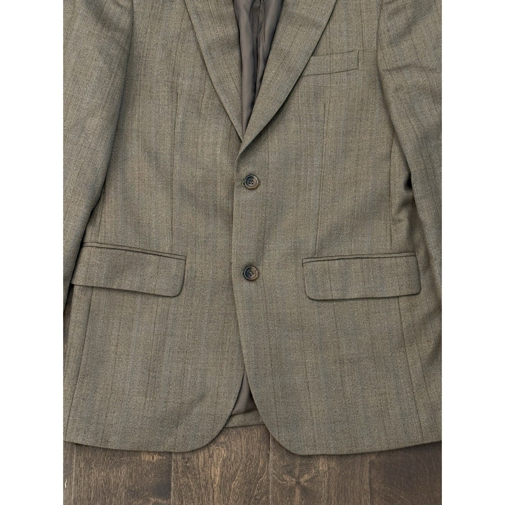 Joseph & Feiss Gold 38R Mens Blazer Jacket  100% Wool Brown 2 Button Single Vent - Picture 5 of 14